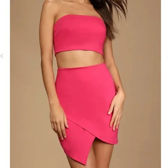 Lulus | Dresses | Lulus Hot Pink Strapless Twopiece Mini Dress | Poshmark